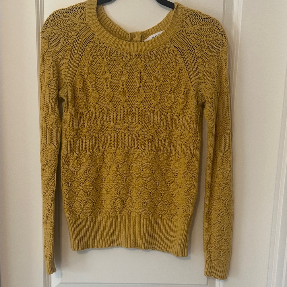 Anthropologie Mustard Cable Knit Sweater